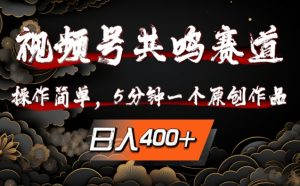 视频号共鸣赛道,操作简单,5分钟1个原创作品,日入几张【揭秘】|淘骐网赚资源库