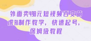外面卖498元短视频百变萌虎AI制作教学，快速起号，保姆级教程|淘骐网赚资源库
