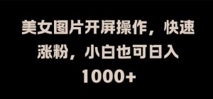 美女图片开屏操作，快速涨粉，小白也可日入1k【揭秘】|淘骐网赚资源库