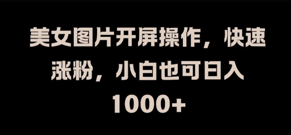 美女图片开屏操作，快速涨粉，小白也可日入1k【揭秘】|淘骐网赚资源库