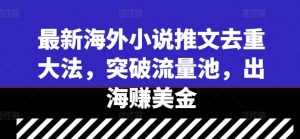 最新海外小说推文去重大法,突破流量池,出海赚美金|淘骐网赚资源库