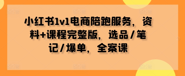 小红书1v1电商陪跑服务,资料+课程完整版,选品/笔记/爆单,全案课|淘骐网赚资源库
