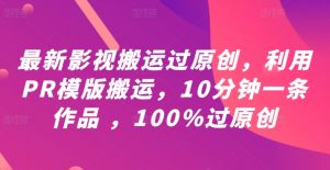 最新影视搬运过原创，利用PR模版搬运，10分钟一条作品 ，100%过原创【教程+PR模板】|淘骐网赚资源库
