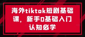 海外tiktok短剧基础课,新手0基础入门认知必学|淘骐网赚资源库