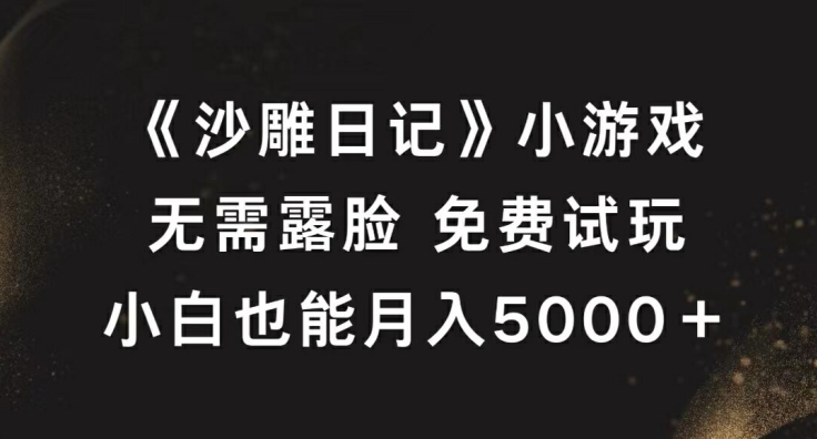《沙雕日记》小游戏,无需露脸免费试玩,小白也能月入5000+【揭秘】|淘骐网赚资源库