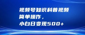视频号知识科普视频,简单操作,小白日变现500+【揭秘】|淘骐网赚资源库