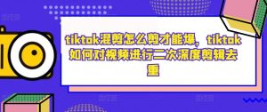 tiktok混剪怎么剪才能爆,tiktok如何对视频进行二次深度剪辑去重|淘骐网赚资源库