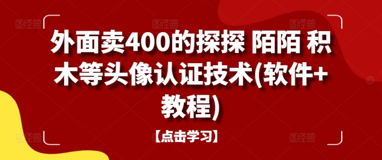 外面卖400的探探 陌陌 积木等头像认证技术(软件+教程)|淘骐网赚资源库