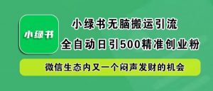 小绿书无脑搬运引流,全自动日引500精准创业粉,微信生态内又一个闷声发财的机会【揭秘】|淘骐网赚资源库