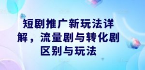 短剧推广新玩法详解，流量剧与转化剧区别与玩法|淘骐网赚资源库