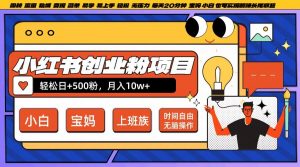 小红书创业粉项目日+500粉,每天20分钟躺赚长尾收益,无脑操作,宝妈,小白抓紧冲【揭秘】|淘骐网赚资源库