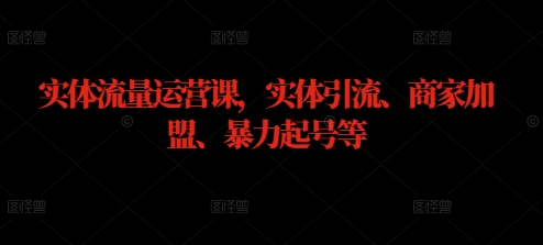 实体流量运营课,实体引流、商家加盟、暴力起号等|淘骐网赚资源库