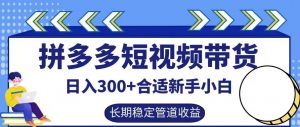 拼多多短视频带货日入300+有长期稳定被动收益,合适新手小白【揭秘】|淘骐网赚资源库