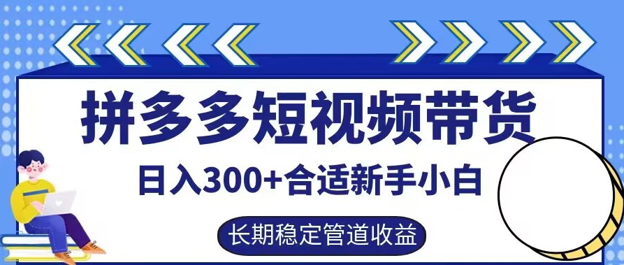 拼多多短视频带货日入300+有长期稳定被动收益,合适新手小白【揭秘】|淘骐网赚资源库