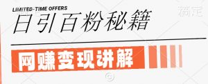 最新闲鱼引流创业粉,日引100+,网创项目虚变现讲解【揭秘】|淘骐网赚资源库
