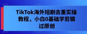 TikTok海外短剧去重实操教程，小白0基础学剪辑过原创|淘骐网赚资源库