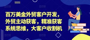 百万美金外贸客户开发,外贸主动获客,精准获客系统思维,大客户收割机|淘骐网赚资源库