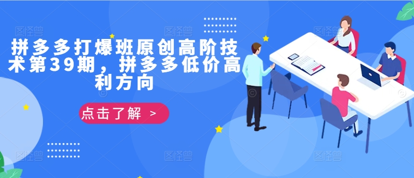 拼多多打爆班原创高阶技术第39期，拼多多低价高利方向|淘骐网赚资源库