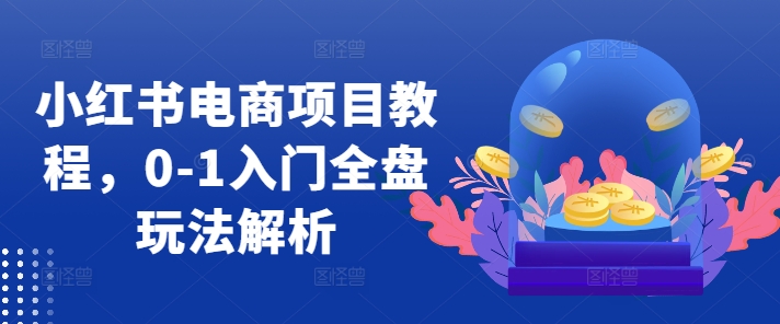 小红书电商项目教程,0-1入门全盘玩法解析|淘骐网赚资源库