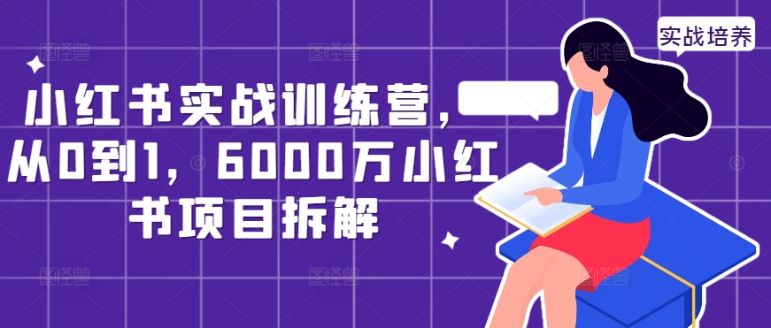 小红书实战训练营，从0到1，6000万小红书项目拆解|淘骐网赚资源库