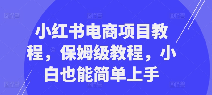 小红书电商项目教程,保姆级教程,小白也能简单上手|淘骐网赚资源库