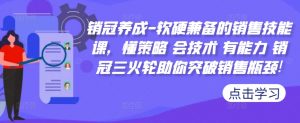 销冠养成-软硬兼备的销售技能课,懂策略 会技术 有能力 销冠三火轮助你突破销售瓶颈!|淘骐网赚资源库