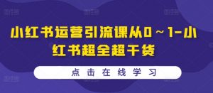 小红书运营引流课从0~1-小红书超全超干货|淘骐网赚资源库