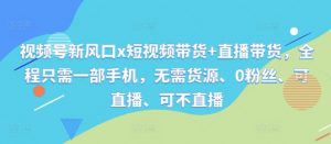 视频号新风口x短视频带货+直播带货,全程只需一部手机,无需货源、0粉丝、可直播、可不直播|淘骐网赚资源库