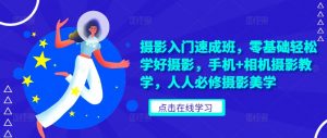 摄影入门速成班,零基础轻松学好摄影,手机+相机摄影教学,人人必修摄影美学|淘骐网赚资源库