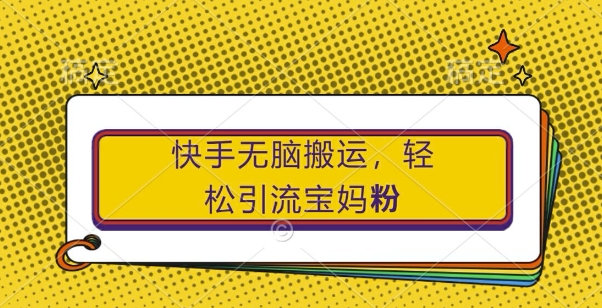 快手无脑搬运,轻松引流宝妈粉,纯小白轻松上手【揭秘】|淘骐网赚资源库