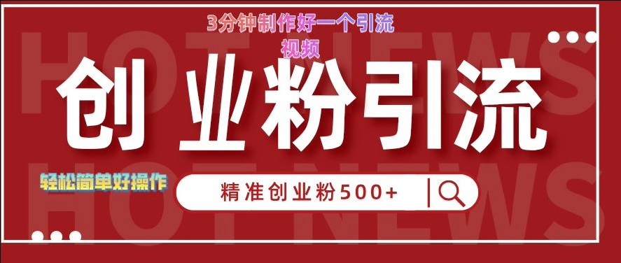 快手被动引流创业粉500+的玩法,3分钟制作好一个引流视频,轻松简单好操作【揭秘】|淘骐网赚资源库