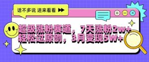 超级涨粉赛道,每天半小时,7天涨粉2W+,轻松过原创,三月变现5W+【揭秘】|淘骐网赚资源库