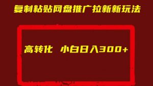 复制粘贴网盘推广拉新新玩法高转化小白日入300+【揭秘】|淘骐网赚资源库