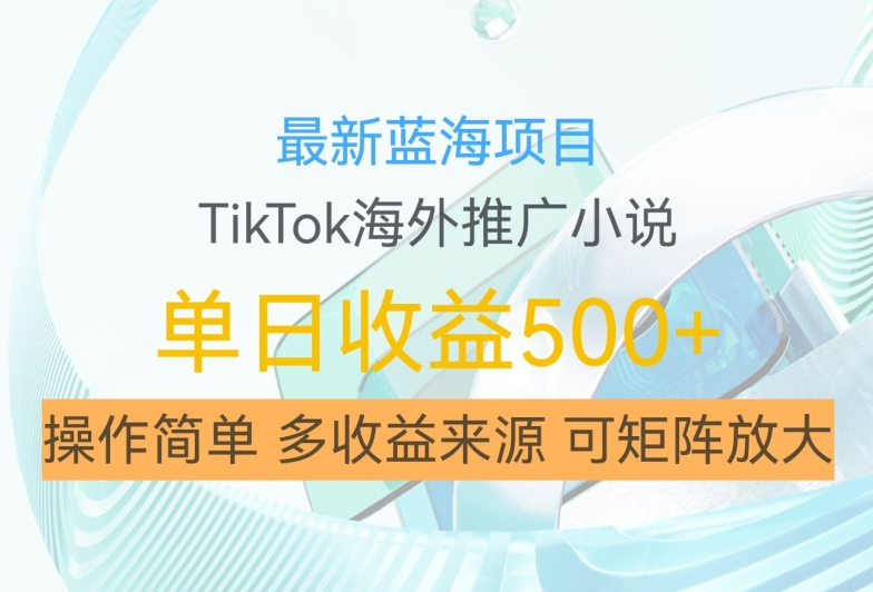 最新蓝海项目,利用tiktok海外推广小说赚钱佣金,简单易学,日入500+,可矩阵放大【揭秘】|淘骐网赚资源库