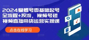 2024蝴蝶号零基础起号全流程+投流,视频号短视频直播带货运营实操课|淘骐网赚资源库
