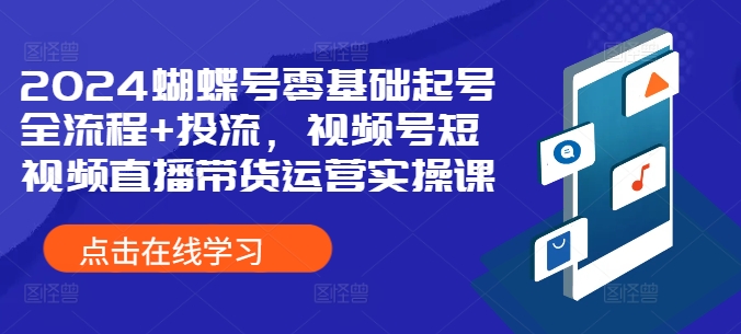 2024蝴蝶号零基础起号全流程+投流，视频号短视频直播带货运营实操课|淘骐网赚资源库