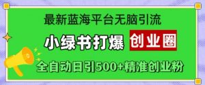 最新蓝海平台无脑引流,小绿书打爆创业圈,全自动日引500+精准创业粉|淘骐网赚资源库