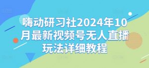 嗨动研习社2024年10月最新视频号无人直播玩法详细教程|淘骐网赚资源库