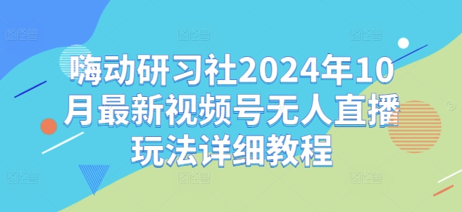 嗨动研习社2024年10月最新视频号无人直播玩法详细教程|淘骐网赚资源库