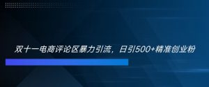 双十一电商评论区暴力引流,日引500+精准创业粉【揭秘】|淘骐网赚资源库