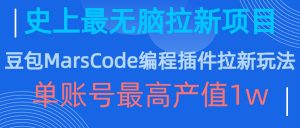 豆包MarsCode编程插件拉新玩法,史上最无脑的拉新项目,单账号最高产值1w|淘骐网赚资源库