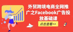 外贸跨境电商全网推广之Facebook广告投放基础课|淘骐网赚资源库
