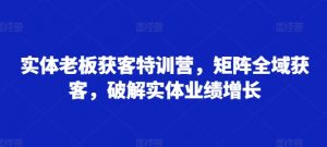 实体老板获客特训营,矩阵全域获客,破解实体业绩增长|淘骐网赚资源库