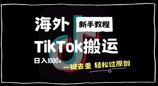 2024最新海外TikTok搬运玩法,一键去重轻松过原创,新手无经验也能日入1k【揭秘】|淘骐网赚资源库