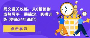网文通关攻略,从0基础到成熟写手一课搞定,实操训练(更新24年高阶)|淘骐网赚资源库