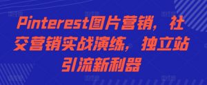 Pinterest图片营销,社交营销实战演练,独立站引流新利器|淘骐网赚资源库