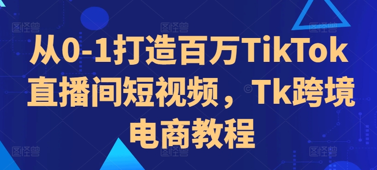 从0-1打造百万TikTok直播间短视频,Tk跨境电商教程|淘骐网赚资源库