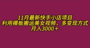 11月K总部落快手小店情趣男粉项目,利用模板搬运美女视频,多变现方式月入3000+|淘骐网赚资源库