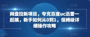 网盘拉新项目，夸克百度uc迅雷一起搞，新手如何从0到1，保姆级详细操作攻略|淘骐网赚资源库