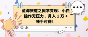 蓝海赛道之国学变现：小白操作无压力，月入 1 W + 唾手可得【揭秘】|淘骐网赚资源库